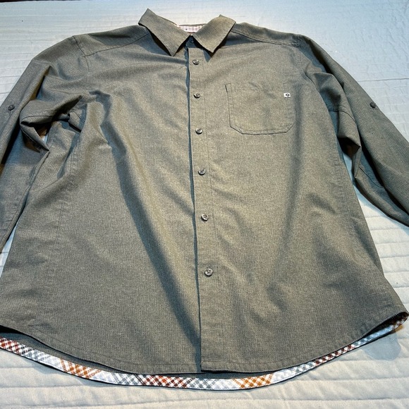 Marmot Mens Long Sleeve Button Up Hiking Shirt Grey Size Med Patterned Flip Cuff - Picture 2 of 11